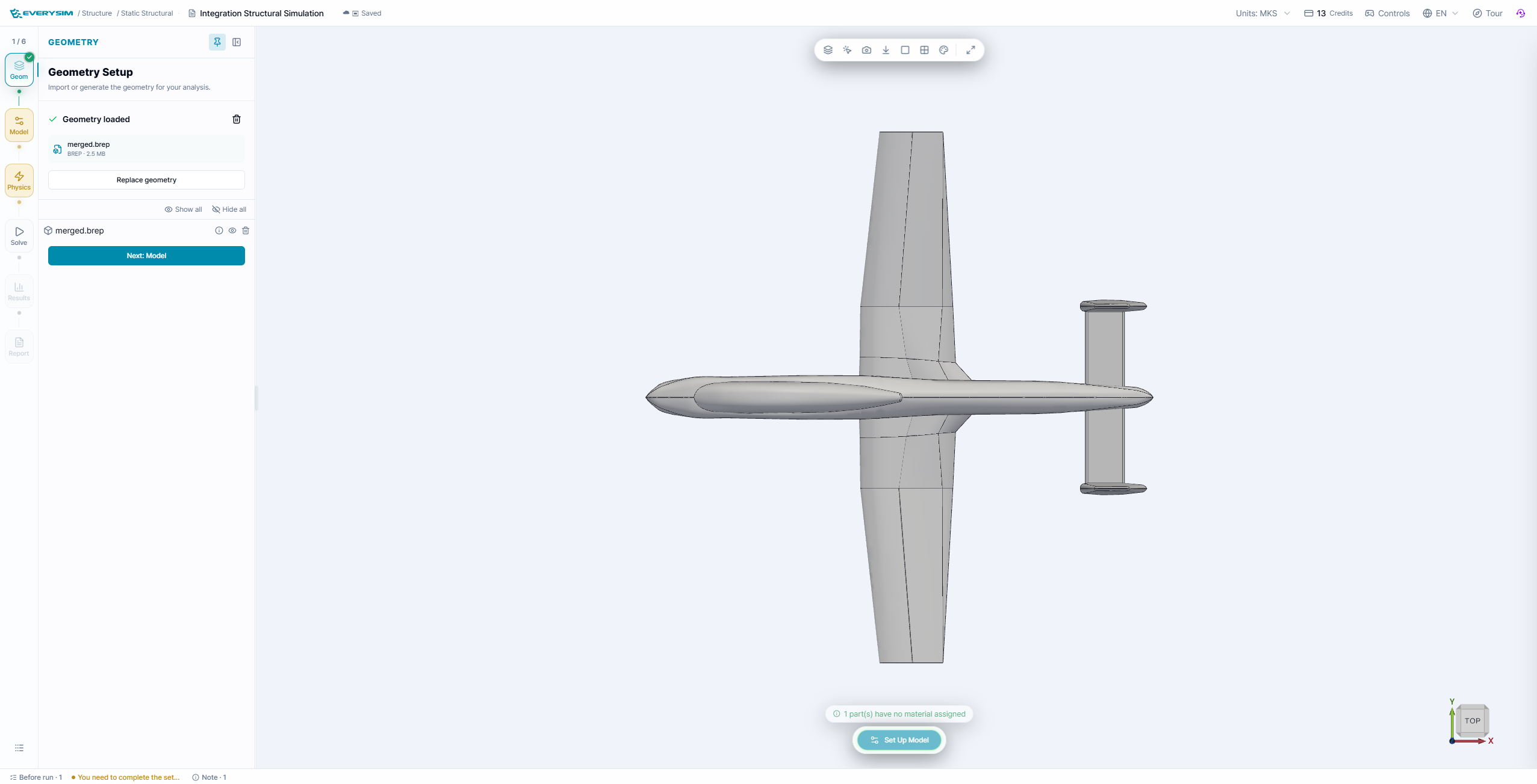 Figure 3. Imported geometry in the current workbench