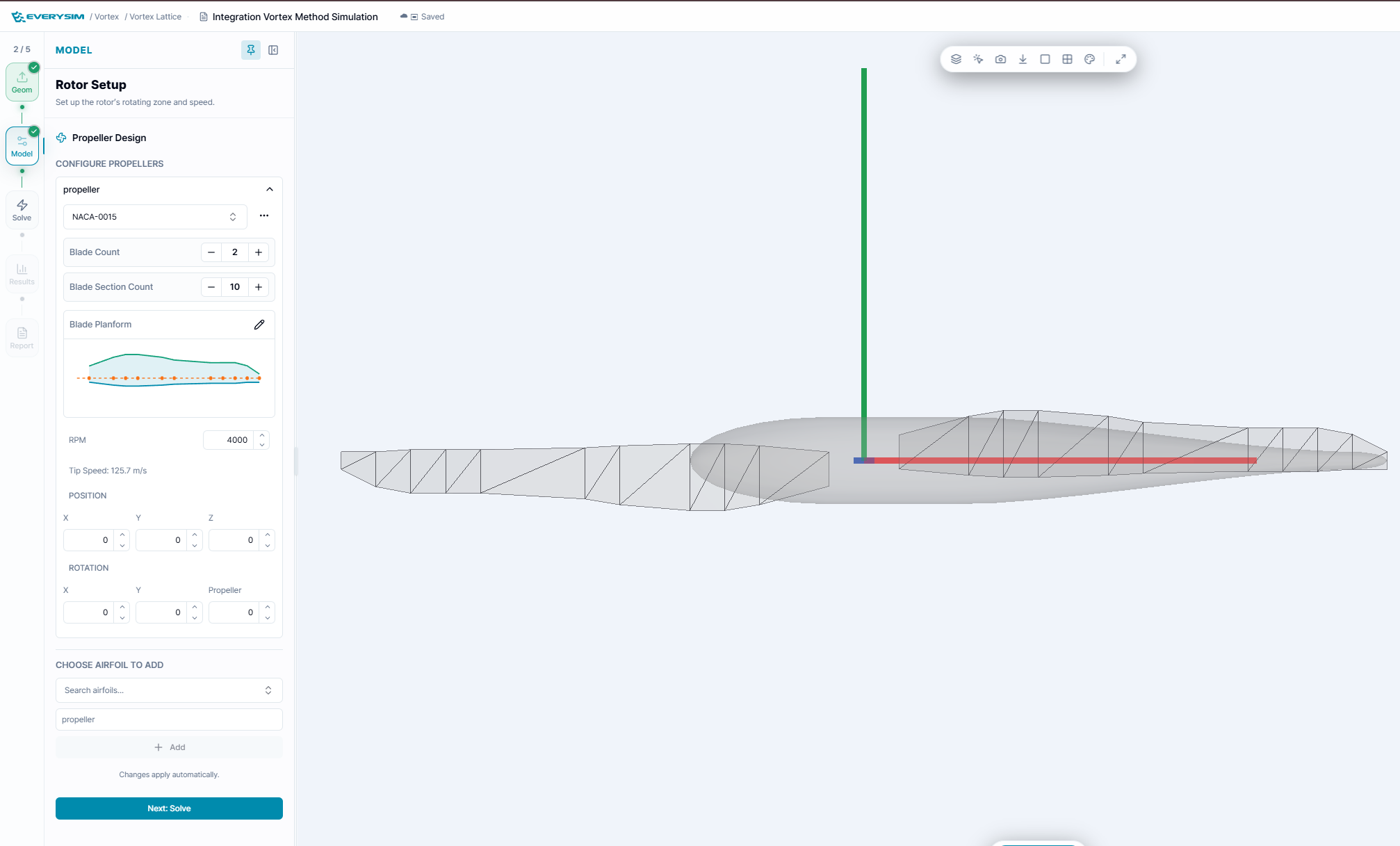 Figure 3. Configure the propeller over the imported body