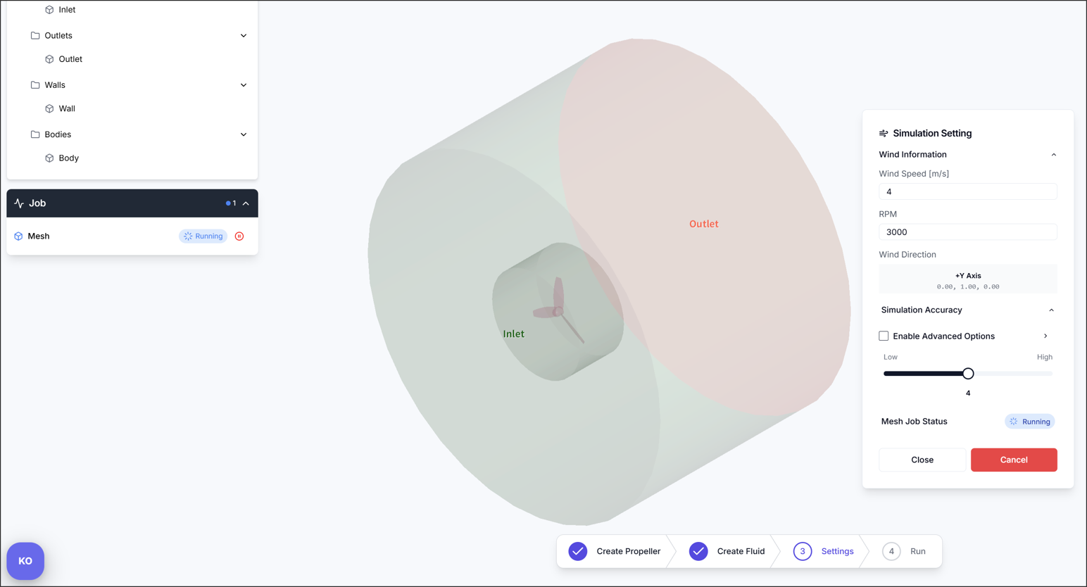 Figure 9. Simulation Settings: In Progress