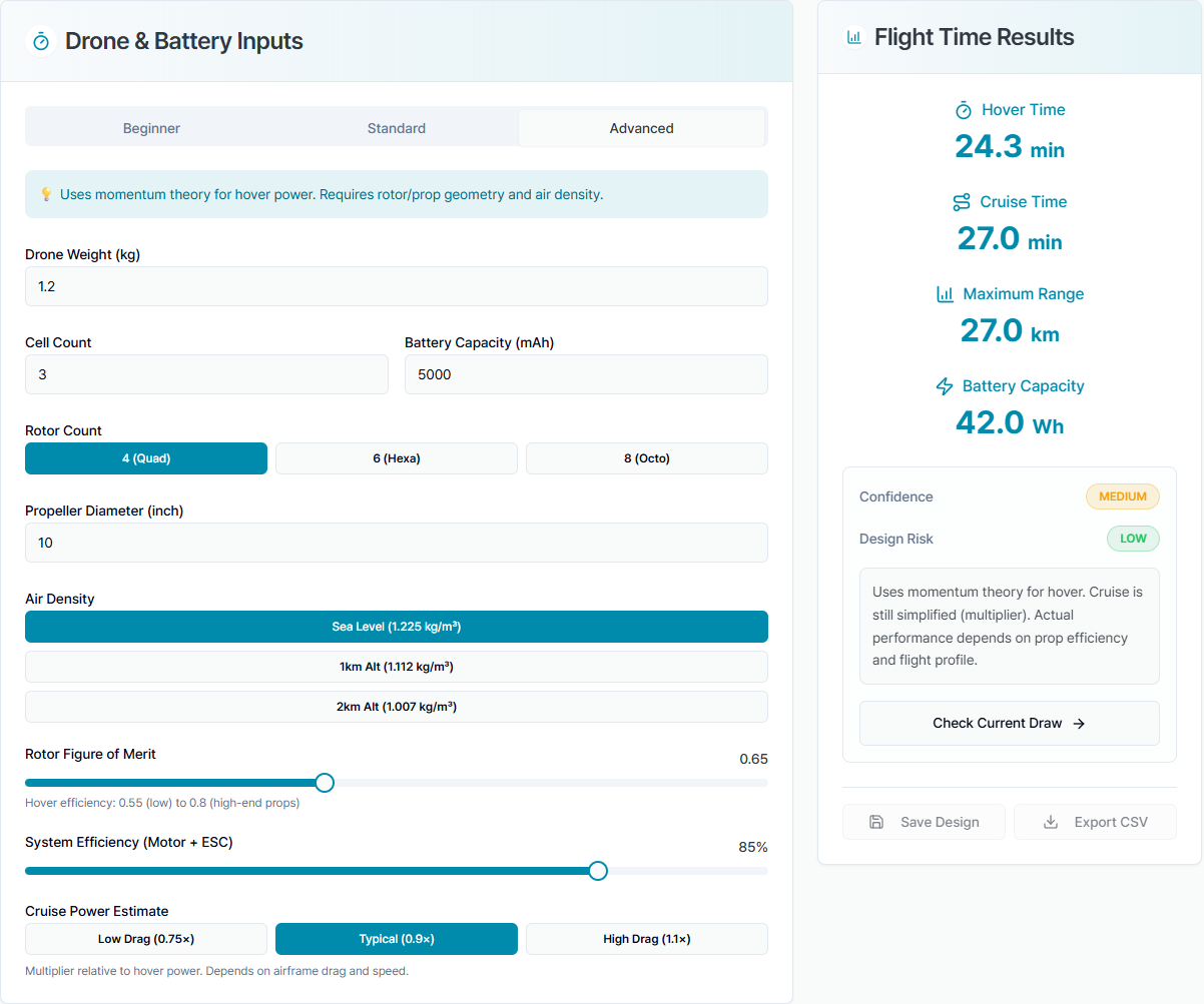 Figure 3. Flight Time Calculator: Advanced