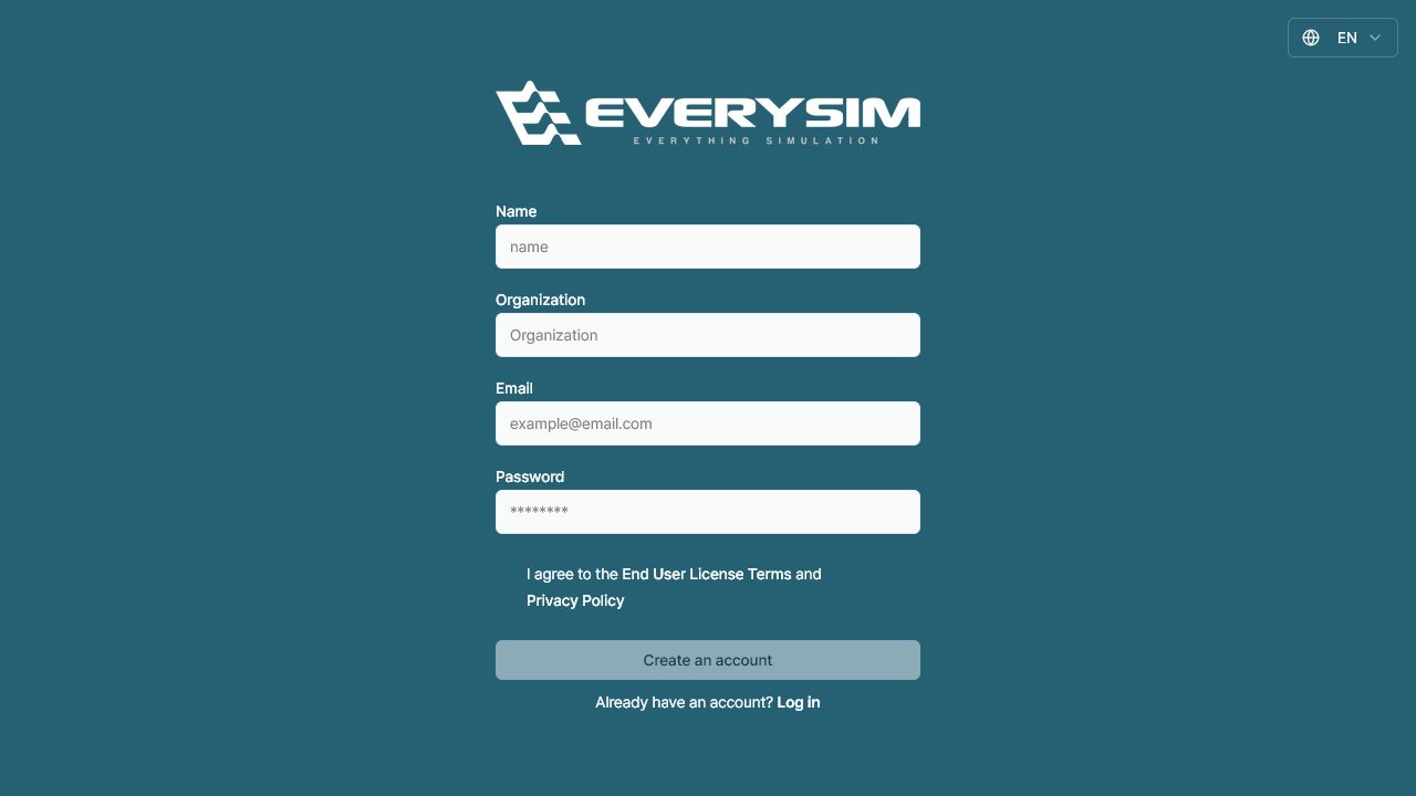 Figure 1. Current EverySim sign-up form
