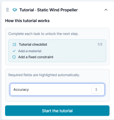Static Wind Propeller tutorial welcome screen