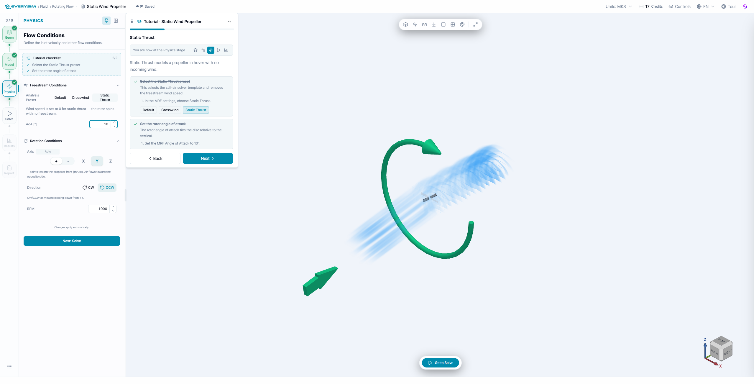Static Thrust physics settings
