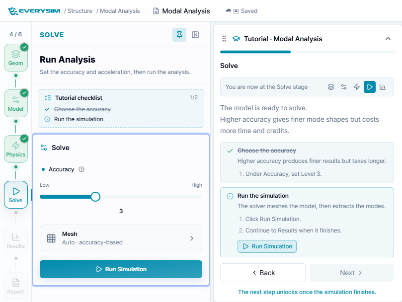 Modal Analysis solve settings