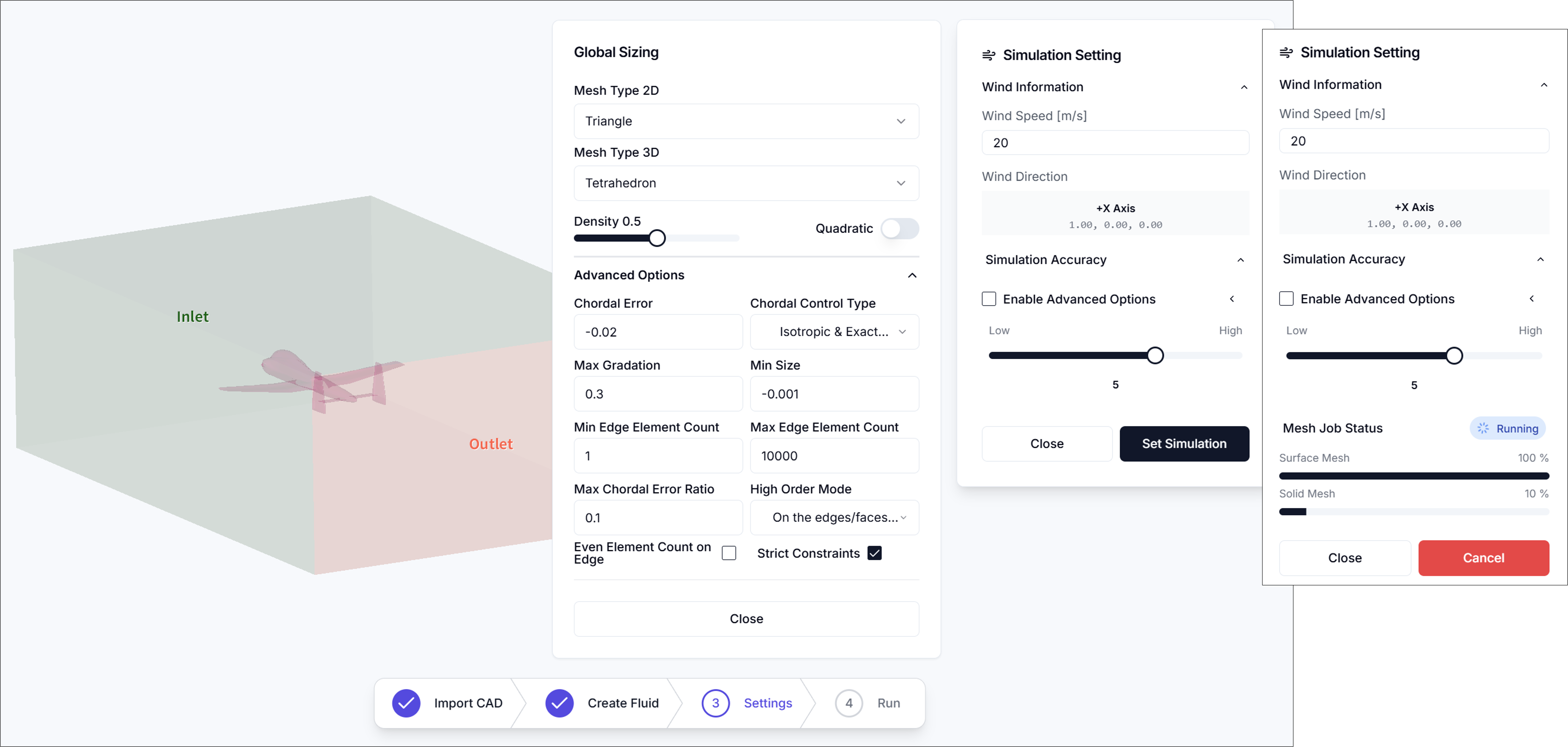 그림 5. 시뮬레이션 설정(1)