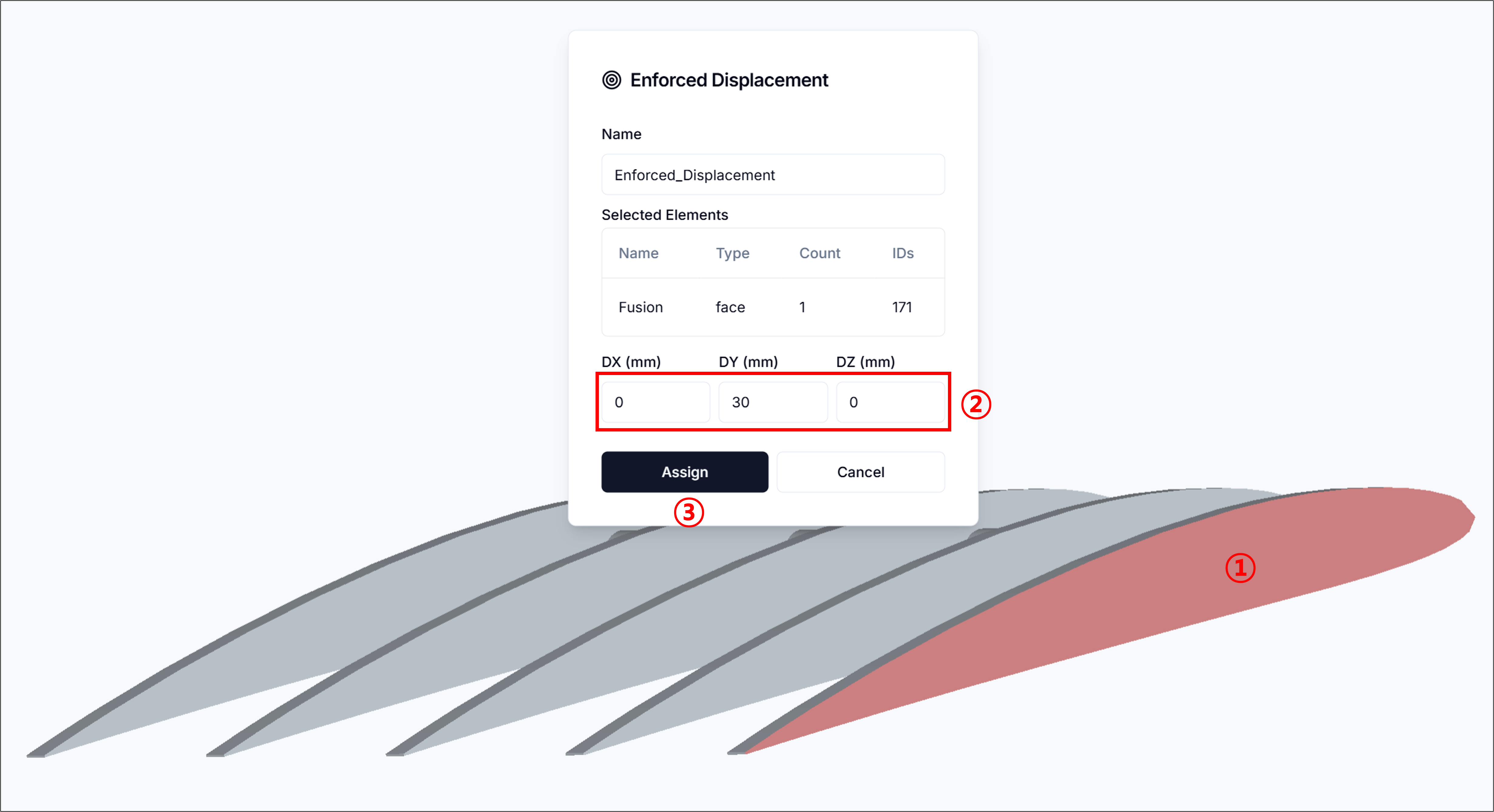 Figure 6. Constraints: Enforced Displacement